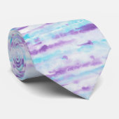 Kleurrijke penseelstreken Paars blauw en wit Stropdas (Opgerold)