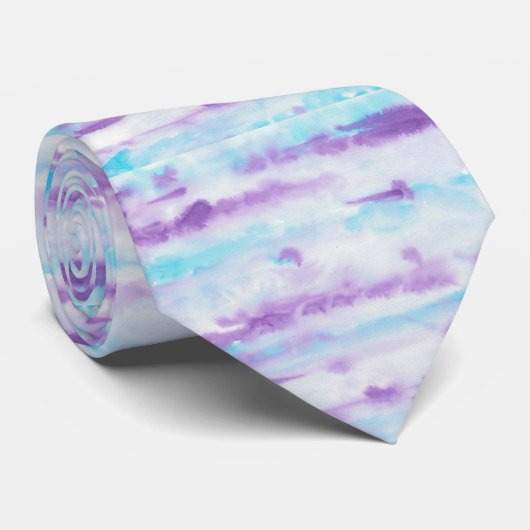 Kleurrijke penseelstreken Paars blauw en wit Stropdas (Opgerold)