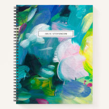 Kleurrijke penseelstreken spiraal notebook