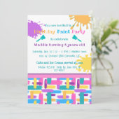 Kleurrijke penseelstreken verf feest uitnodigingen (Staand voorkant)