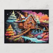 Kleurrijke peperkoek boomhut kerst feestdagenkaart (Voorkant)