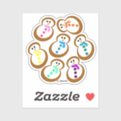 Kleurrijke peperkoek Sneeuwmannen koekjes Sticker (Vel)