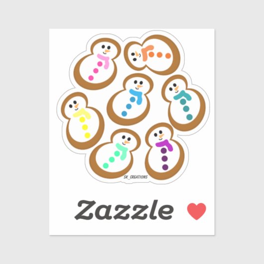 Kleurrijke peperkoek Sneeuwmannen koekjes Sticker (Vel)