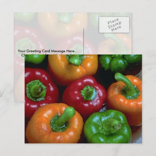 Kleurrijke pepers, close-up briefkaart (Voorkant / Achterkant)