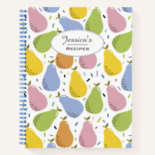Kleurrijke peren fruitpatroon gepersonaliseerd rec notitieboek