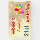 Kleurrijke persoonlijke 21e verjaardag spandoek (Verticaal)