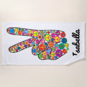 Kleurrijke persoonlijke vredeshandschoenen strandlaken (Voorkant)