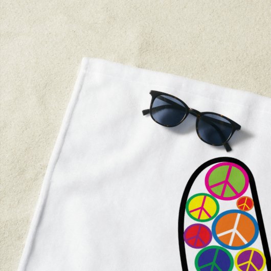 Kleurrijke persoonlijke vredeshandschoenen strandlaken (In situ)