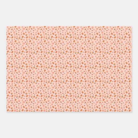 Kleurrijke perzik bloem inpakpapier vel (Voorkant 3)