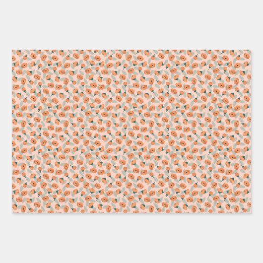Kleurrijke perzik bloem inpakpapier vel (Voorkant 2)