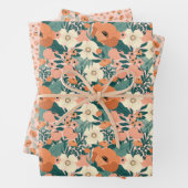 Kleurrijke perzik bloem inpakpapier vel (In situ)