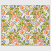 Kleurrijke perziken met bloemen cadeaupapier (Vlak)