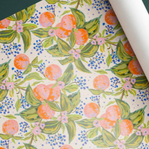 Kleurrijke perziken met bloemen cadeaupapier