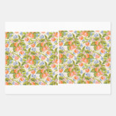 Kleurrijke perziken met bloemen inpakpapier vel (Voorkant 3)