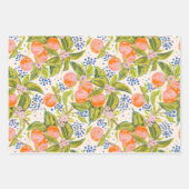 Kleurrijke perziken met bloemen inpakpapier vel (Voorkant 2)