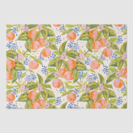 Kleurrijke perziken met bloemen tissuepapier