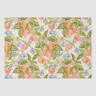 Kleurrijke perziken met bloemen tissuepapier