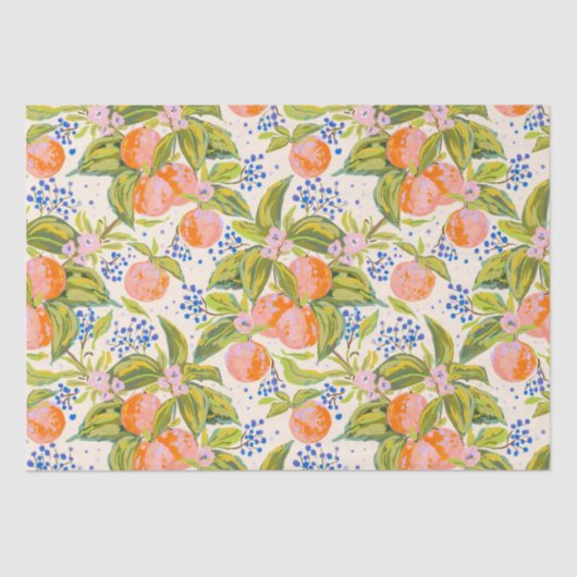 Kleurrijke perziken met bloemen tissuepapier (Voorkant)