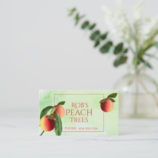Kleurrijke perziken op groene Waterverf Visitekaar Visitekaartje (Staand voorkant)