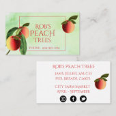 Kleurrijke perziken op groene Waterverf Visitekaar Visitekaartje (Voorkant / Achterkant)