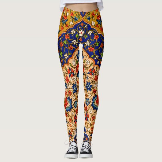 kleurrijke Perzische bloemkunst Leggings (Voorkant)