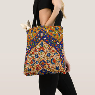 kleurrijke Perzische bloemkunst Tote Bag