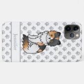 Kleurrijke Perzische Cute Cartoon Kat & Naam Case-Mate iPhone Case (Achterkant (horizontaal))