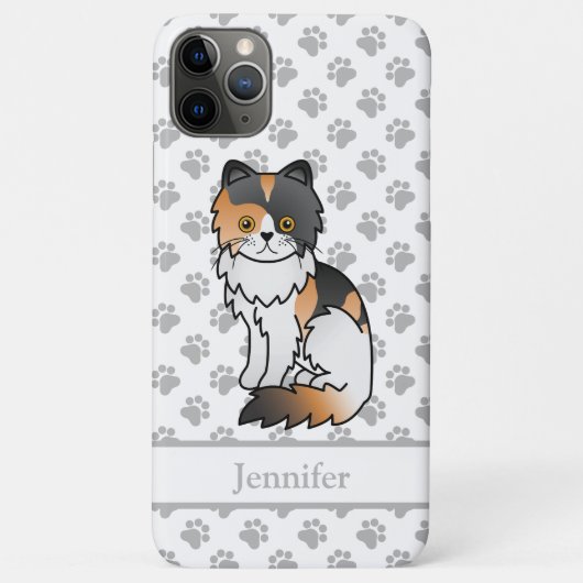 Kleurrijke Perzische Cute Cartoon Kat & Naam Case-Mate iPhone Case (Achterkant)