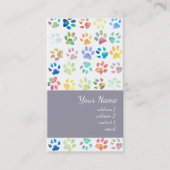 Kleurrijke Pet Paw prints patroon Visitekaartje (Voorkant)