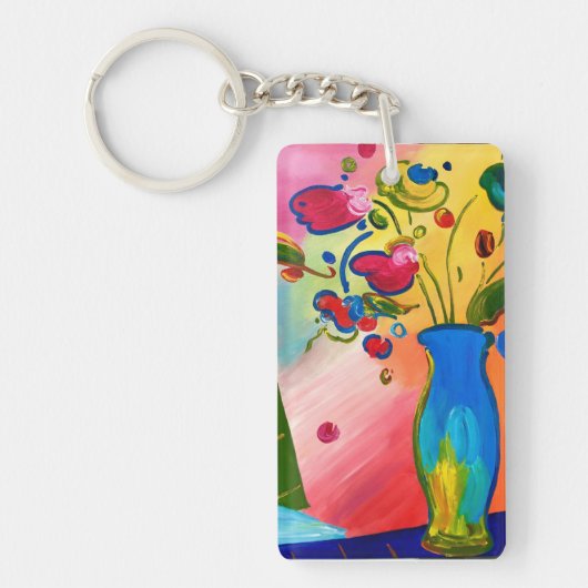 Kleurrijke Peter Max geïnspireerd Sleutelhanger (Voorkant)