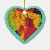 kleurrijke peter max stijl Liberty Heart-versierin Keramisch Ornament (Achterkant)