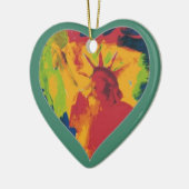 kleurrijke peter max stijl Liberty Heart-versierin Keramisch Ornament (Links)
