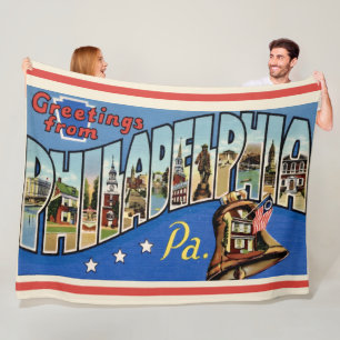 Kleurrijke Philadelphia fleece deken in vintage st