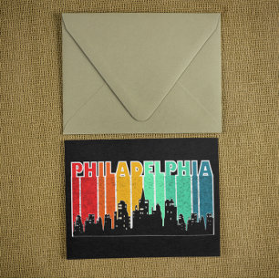 Kleurrijke Philadelphia Retro Sunset Cityscape Briefkaart