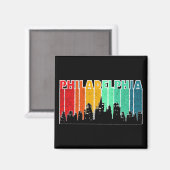 Kleurrijke Philadelphia Retro Sunset Cityscape Magneet (Voorkant / Achterkant)
