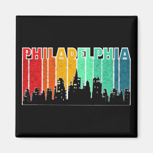 Kleurrijke Philadelphia Retro Sunset Cityscape Magneet