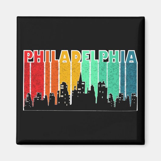 Kleurrijke Philadelphia Retro Sunset Cityscape Magneet (Voorkant)