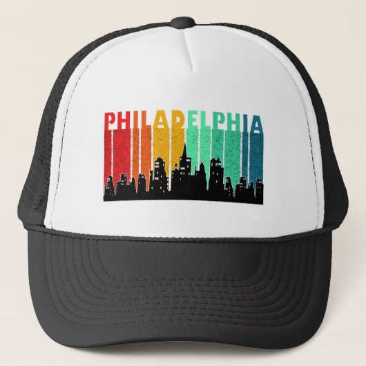 Kleurrijke Philadelphia Retro Sunset Cityscape Trucker Pet (Voorkant)