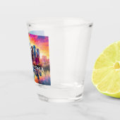 Kleurrijke Philadelphia Silhouet Abstracte Kunst Shot Glas (Rechts)