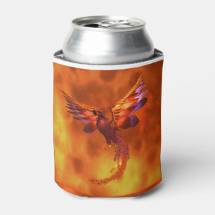 Kleurrijke Phoenix die tegen een vurige achtergron Blikjeskoeler