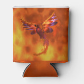 Kleurrijke Phoenix die tegen een vurige achtergron Blikjeskoeler (Voorkant)