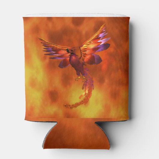 Kleurrijke Phoenix die tegen een vurige achtergron Blikjeskoeler (Achterkant)