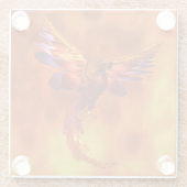 Kleurrijke Phoenix die tegen een vurige achtergron Glazen Onderzetter (Achterkant)