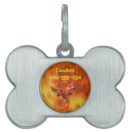 Kleurrijke Phoenix die tegen een vurige achtergron Huisdieren Naamplaatje