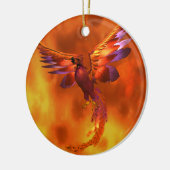 Kleurrijke Phoenix die tegen een vurige achtergron Keramisch Ornament (Links)