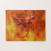 Kleurrijke Phoenix die tegen een vurige achtergron Legpuzzel (Horizontaal)