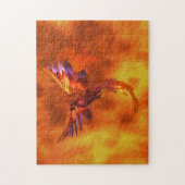 Kleurrijke Phoenix die tegen een vurige achtergron Legpuzzel (Verticaal)