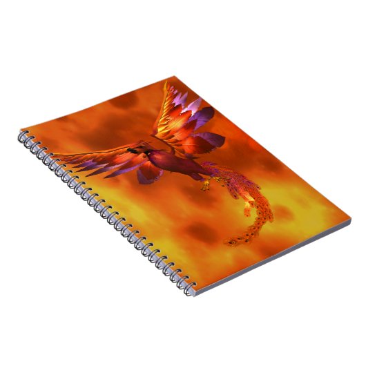 Kleurrijke Phoenix die tegen een vurige achtergron Notitieboek (Rechterzijde)