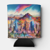 Kleurrijke Phoenix Skyline Abstracte kunst Blikjeskoeler (Achterkant)