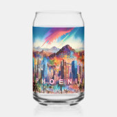 Kleurrijke Phoenix Skyline Blikvorm Glas (Achterkant)